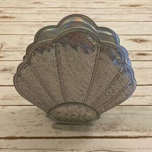 Silver Sequin Shell Clutch